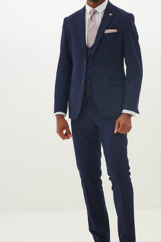 Marc Darcy Bromley Check Navy Trousers