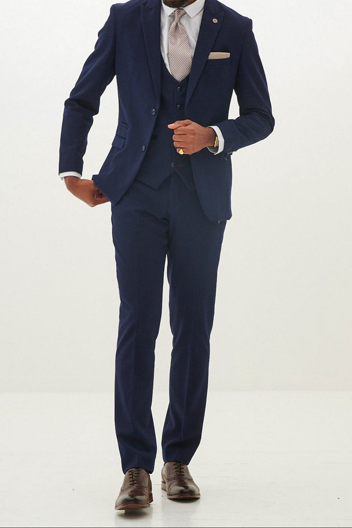 Marc Darcy Bromley Navy Check Single Breasted Waistcoat