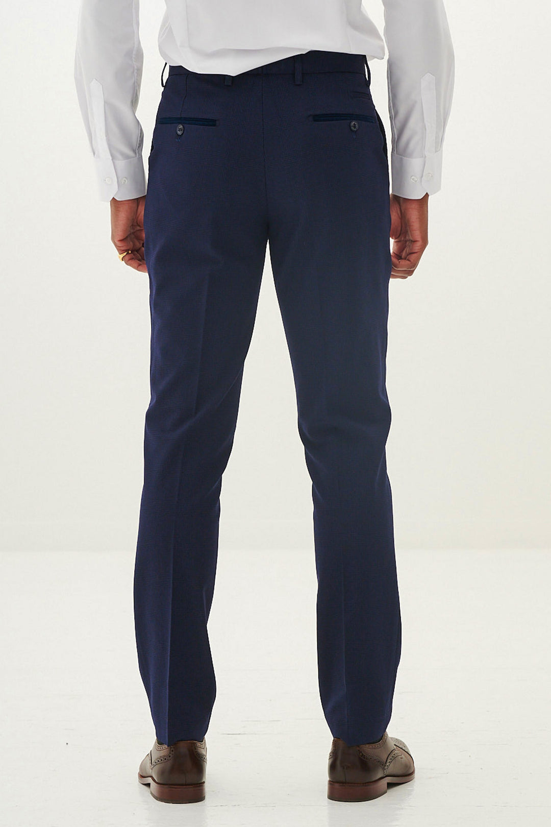 Marc Darcy Bromley Check Navy Trousers