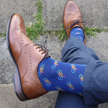 Swole Panda Blue Bicycles Bamboo Socks