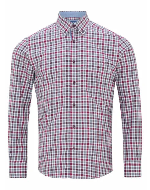 DG's Drifter Red& Grey Regular Long Sleeve Casual Shirt