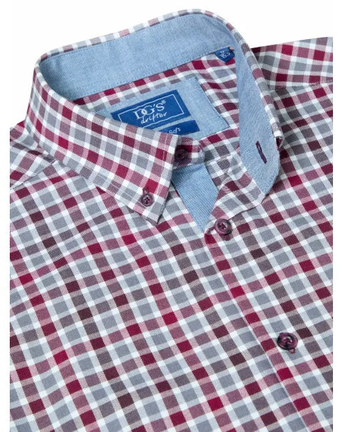 DG's Drifter Red& Grey Regular Long Sleeve Casual Shirt