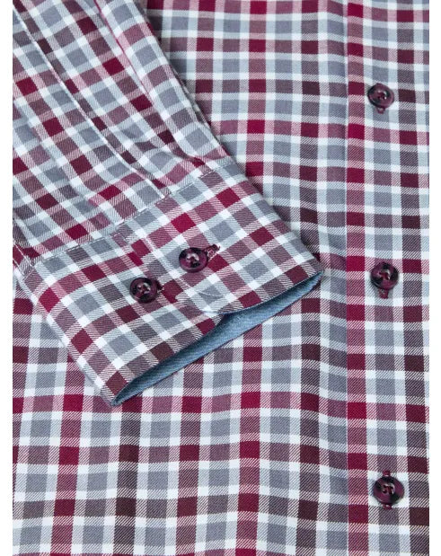 DG's Drifter Red& Grey Regular Long Sleeve Casual Shirt