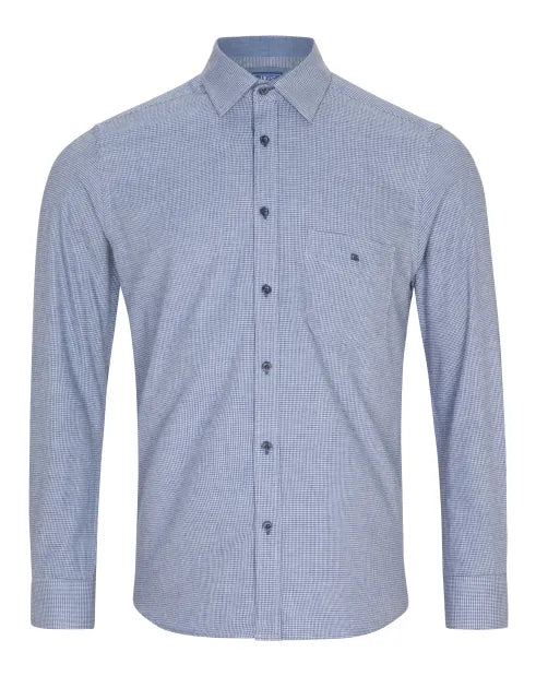 Douglas & Grahame Giovanni Check Blue Long Sleeve Shirt