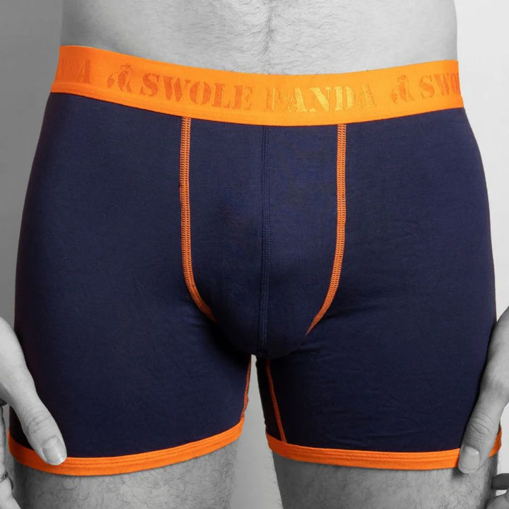 Swole Panda Boxer Shorts Navy Orange Band