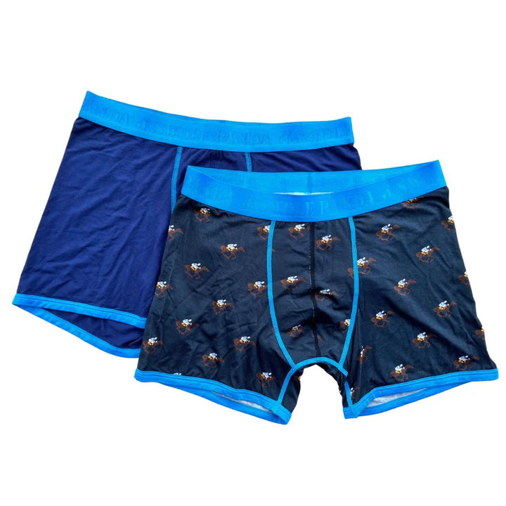 Swole Panda Bamboo Boxer Shorts 2 pack Navy & Race Horses