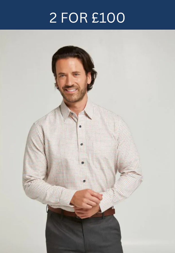 Double Two Long Sleeve Rust Checked Shirt