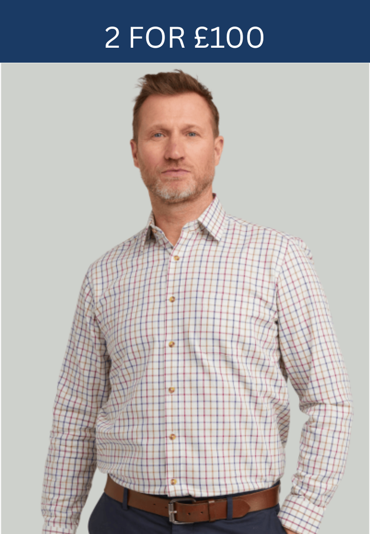 Double Two Long Sleeve Plum Checked Shirt