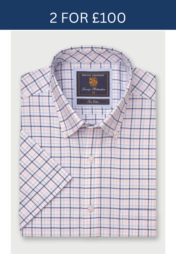 Brook Taverner Pink Tattersall Check Short Sleeve