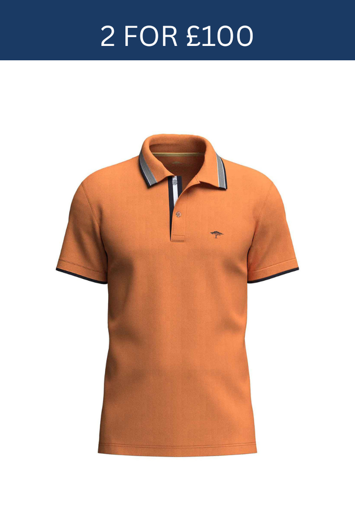 Fynch-Hatton Polo Shirt Contrasting Tip Papaya
