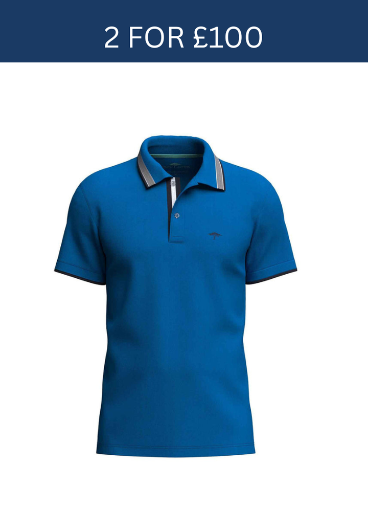 Fynch-Hatton Polo Shirt Contrasting Tip Vibrant Blue