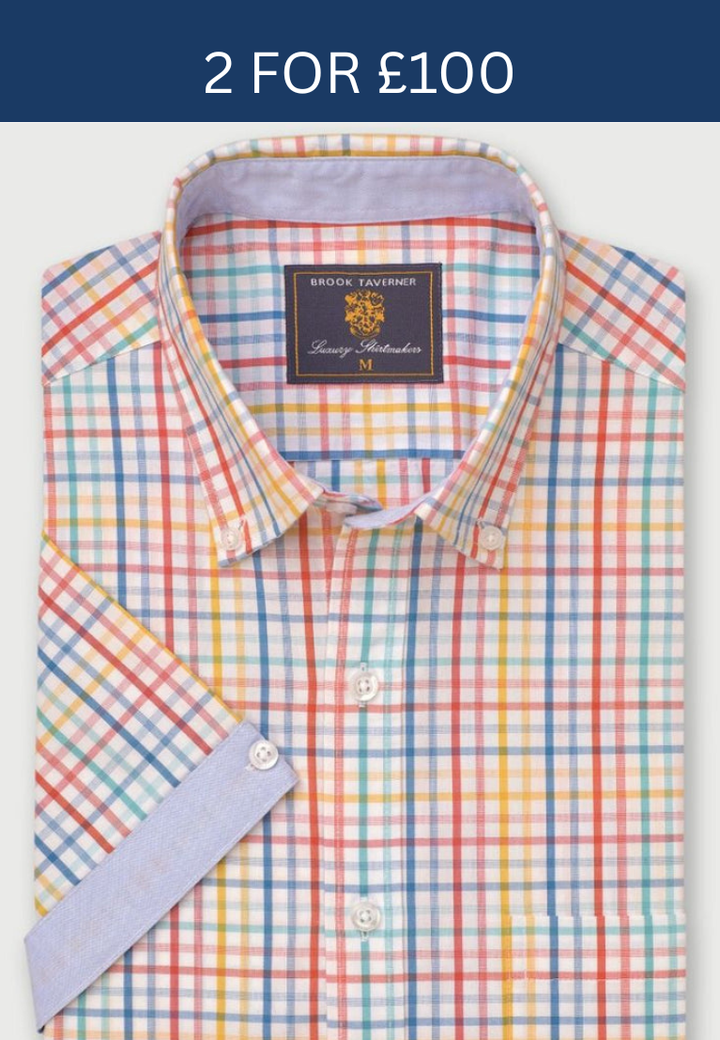 Brook Taverner Multi Check Portofino Short Sleeve Shirt