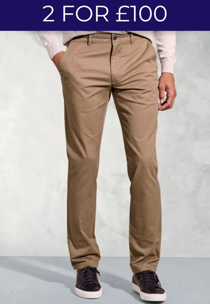 Brook Taverner Leo Tailored Fit Tan Chinos