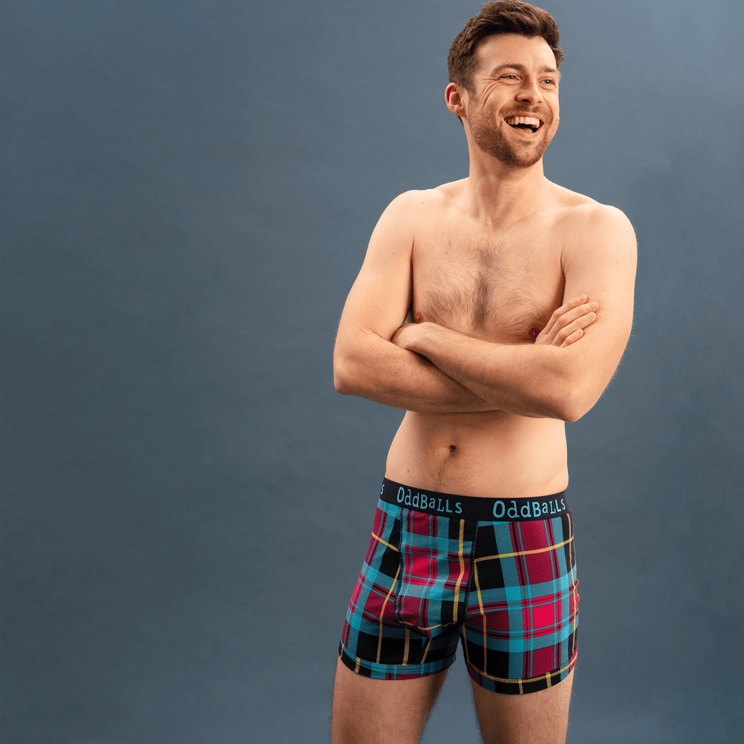 OddBalls Underwear - Tartan - Mens Cotton Boxer Shorts