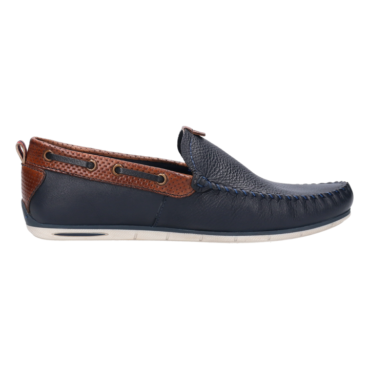 Bugatti Dark Blue Leather Mocassin