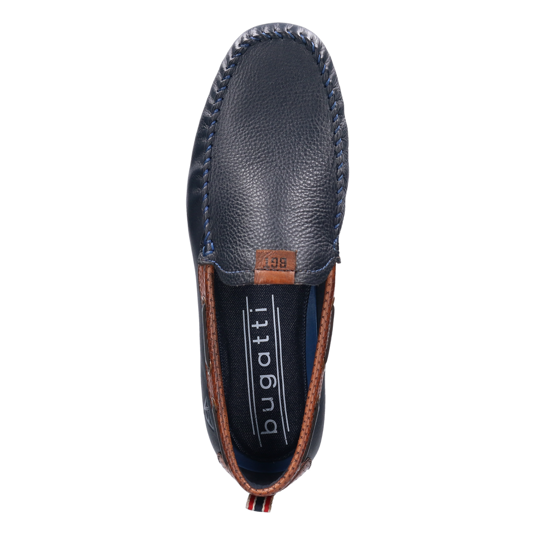 Bugatti Dark Blue Leather Mocassin