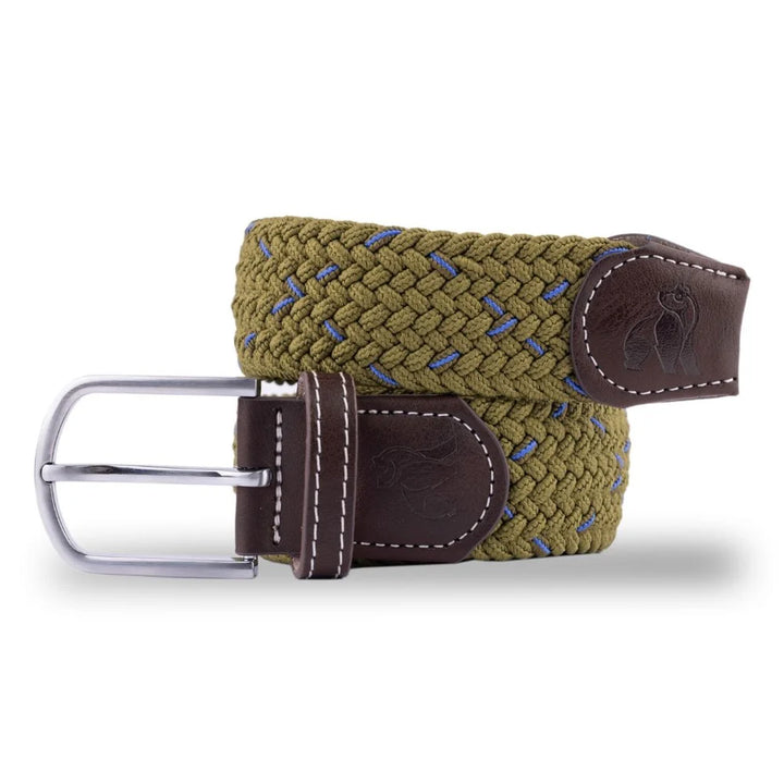 Swole Panda Woven Belt Khiki /Blue Dot