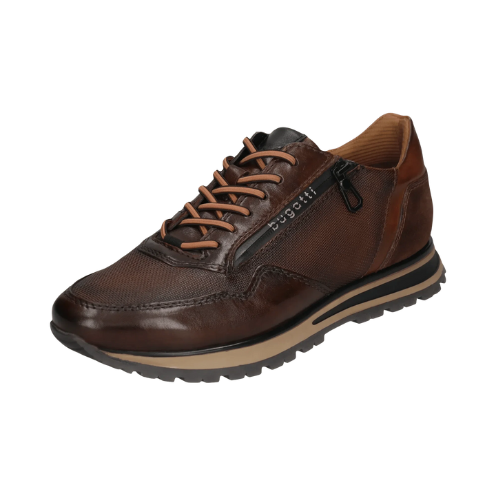 Bugatti Lace Up Wide Fit Brown Trainer