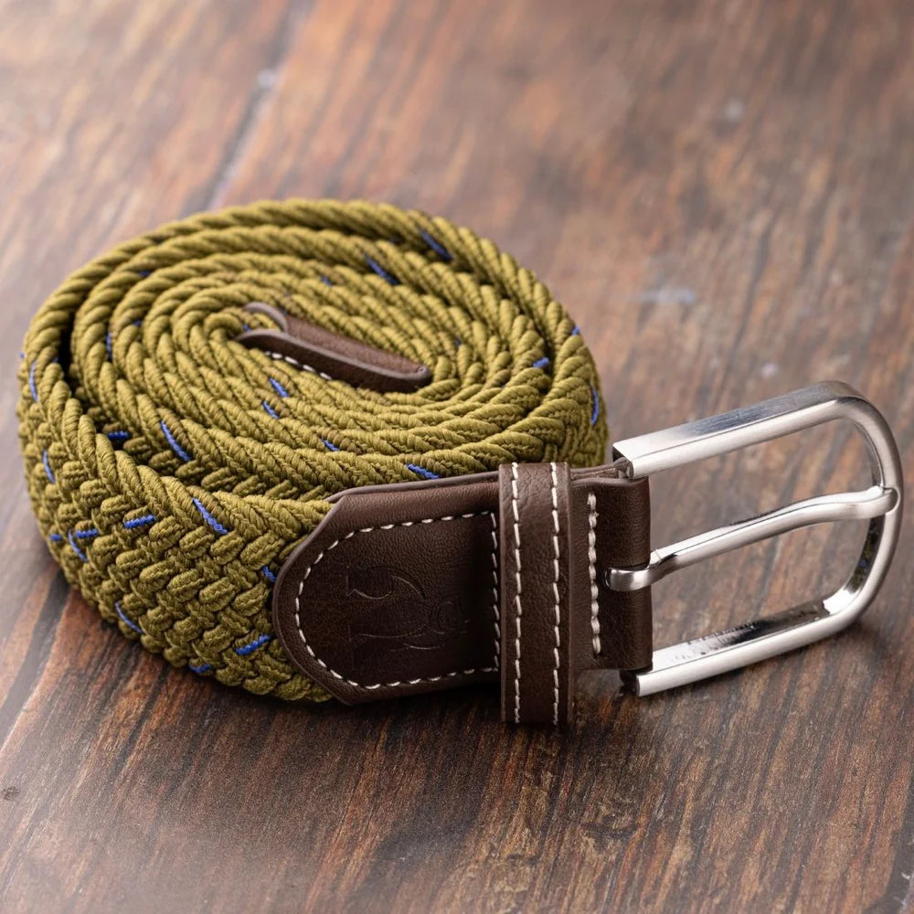 Swole Panda Woven Belt Khiki /Blue Dot