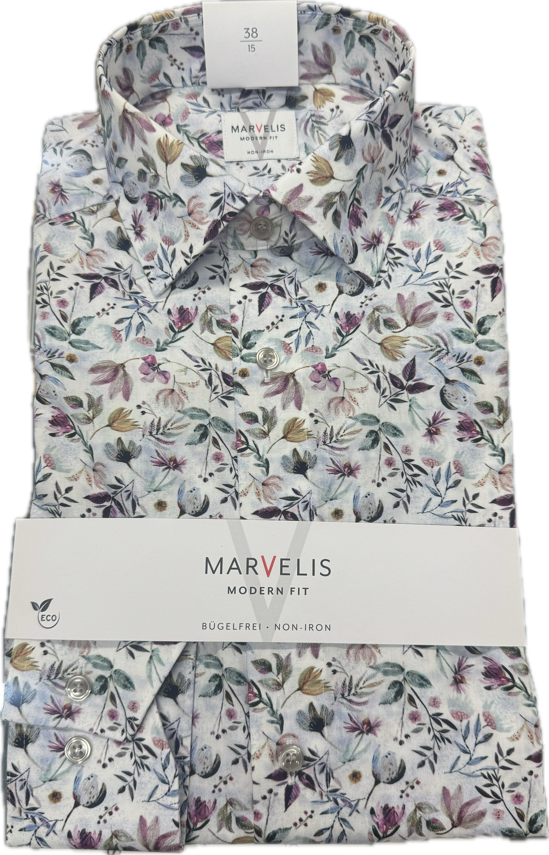 Marvelis Modern Fit Floral Plum Long Sleeve Shirt