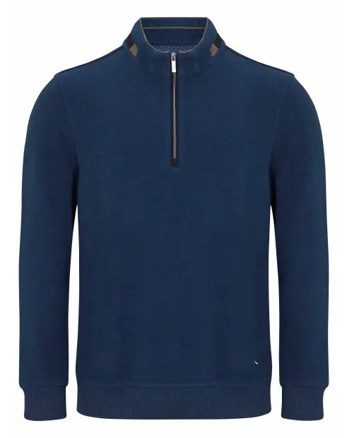 Douglas & Grahame Drifter Sweatshirt Zip Neck Blue