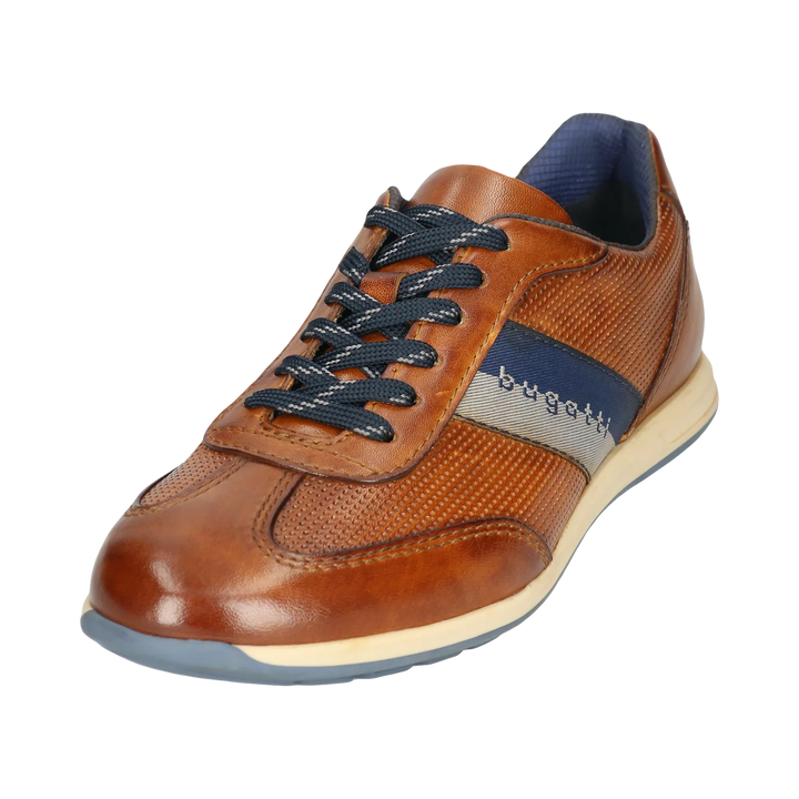 Bugatti Cognac Leather Stripe Trainer