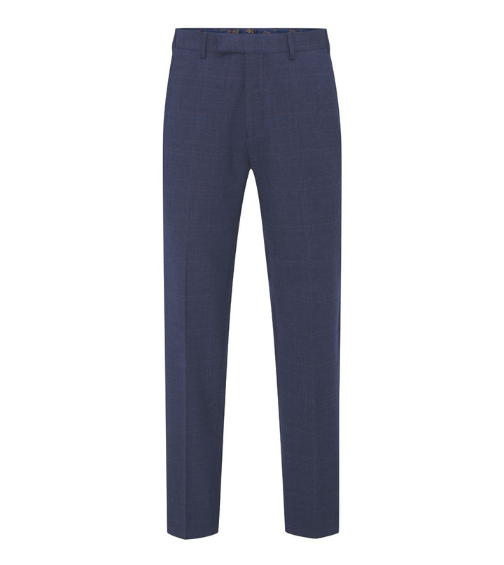 Skopes Guildford Tailored Fit Trousers Navy Blue Check