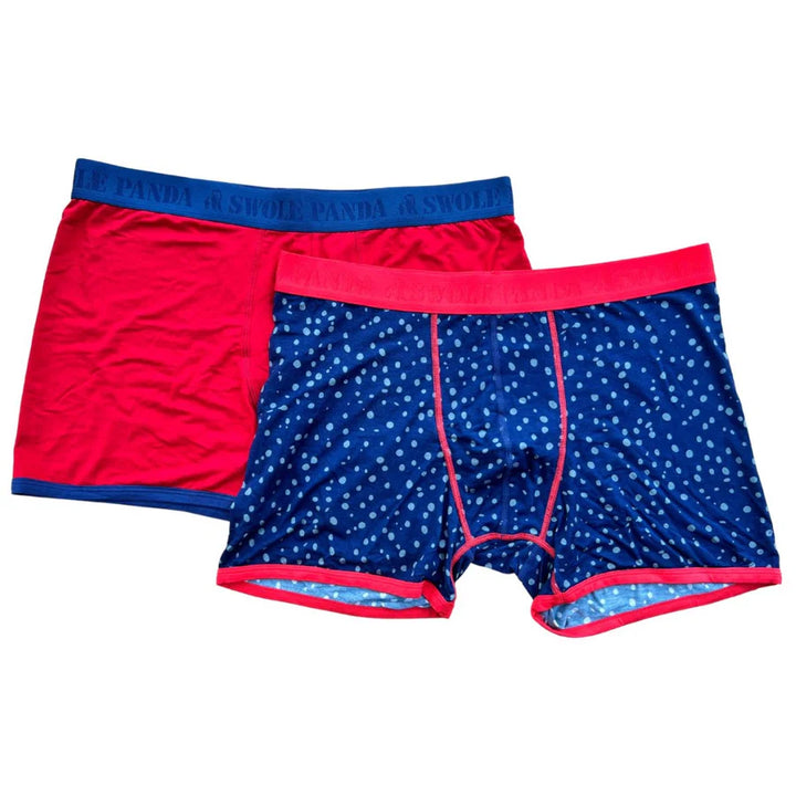 Swole Panda Bamboo Boxer Shorts 2 pack Red Grey Spotted