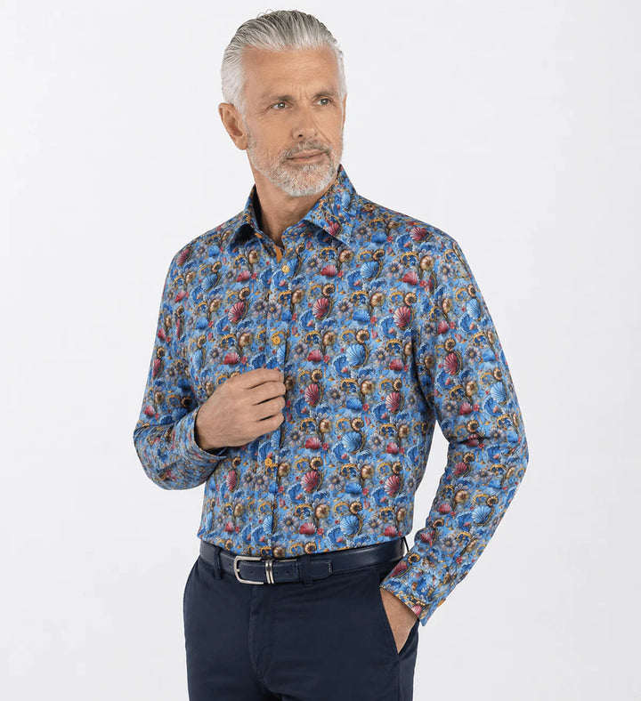 Claudio Lugli Blue Shells Long Sleeve Print Shirt