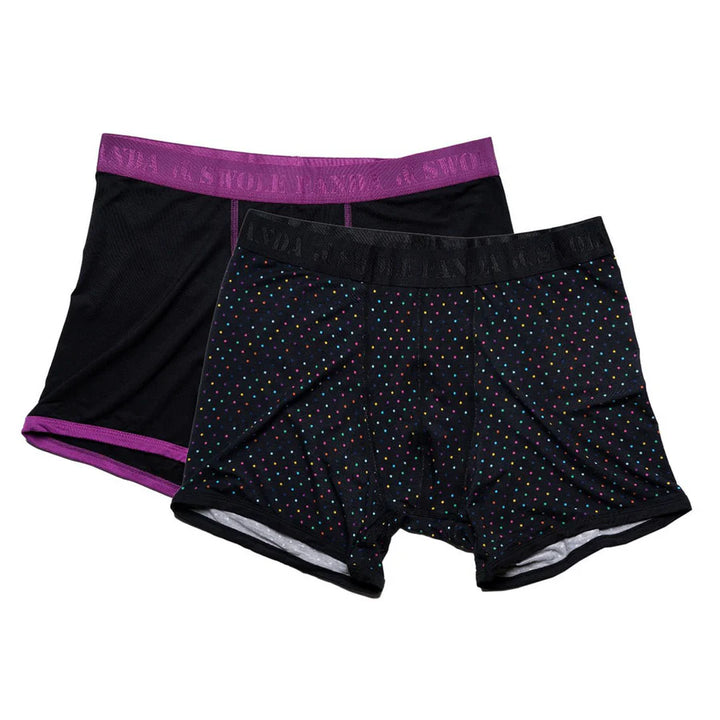 Swole Panda Bamboo Boxer Shorts 2 pack Purple Black Multi Spot