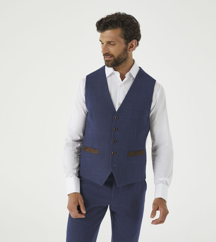 Skopes Guildford Waistcoat Navy Blue Check