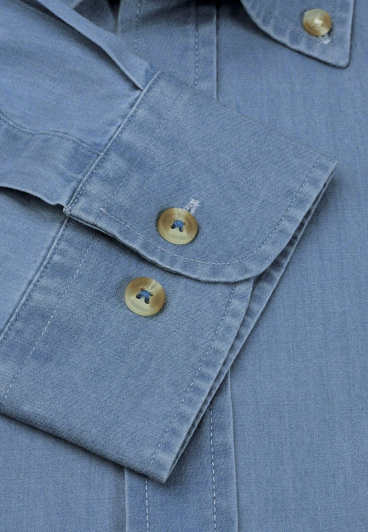 Brook Taverner Light Blue Chambray Cotton Shirt