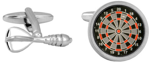 Dart & Dart Board Rhodium Plate Cufflinks