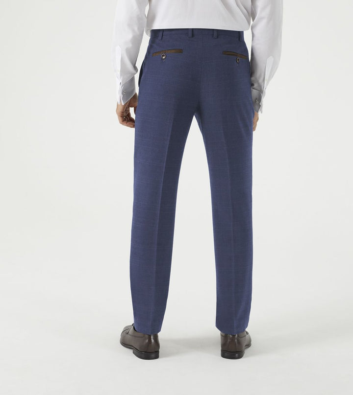 Skopes Guildford Tailored Fit Trousers Navy Blue Check