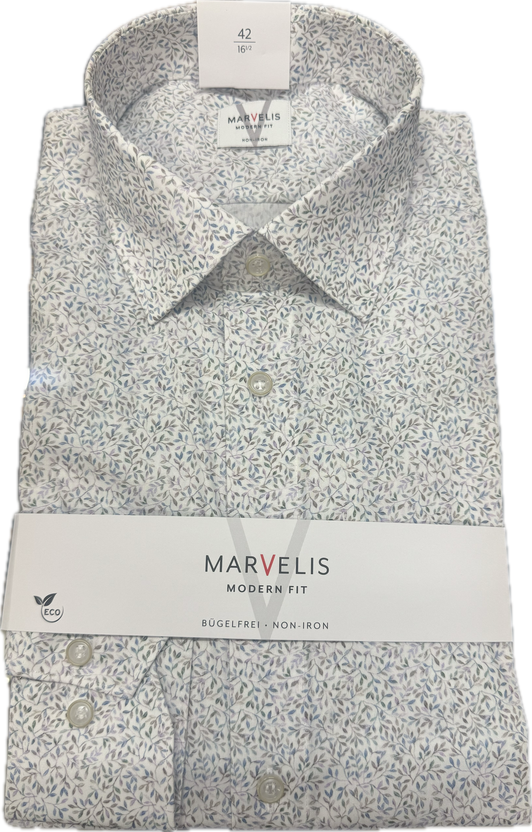 Marvelis Modern Fit Leaf Print Long Sleeve Shirt