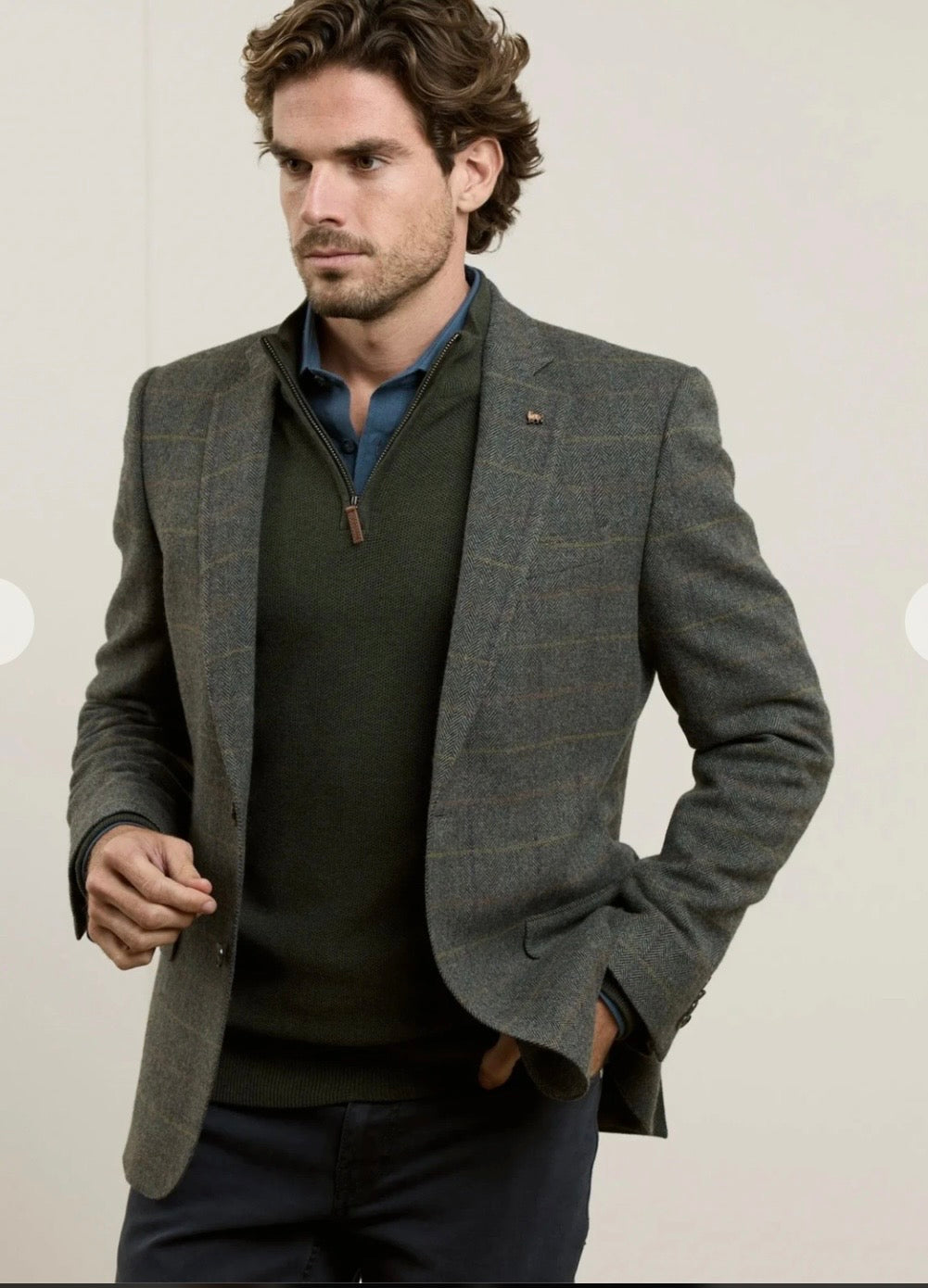 Magee Ennis Tweed Jacket- Moss Green