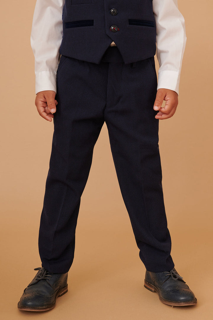 Marc Darcy Bromley Navy Check Boys Three Piece Suit