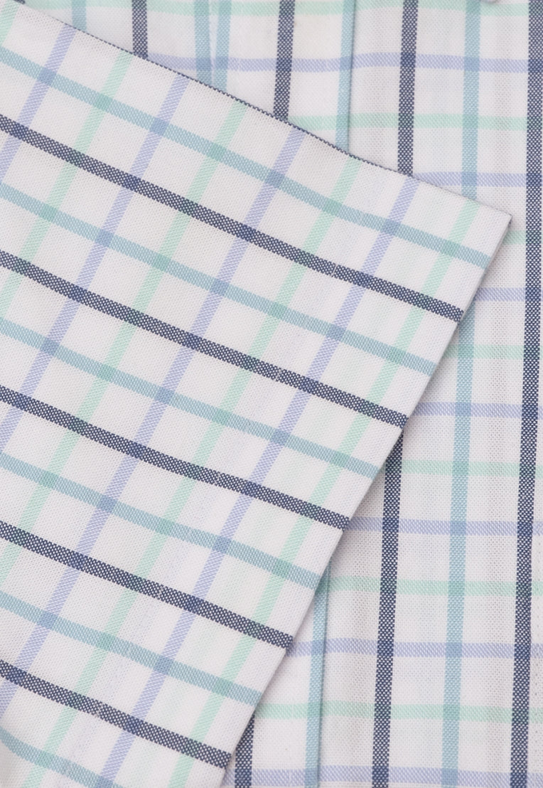Brook Taverner Mint Tattersall Check Oxford Cotton Short Sleeve Shirt