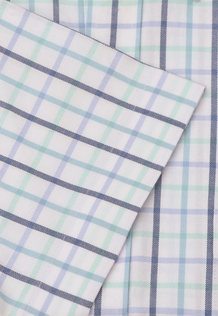 Brook Taverner Mint Tattersall Check Oxford Cotton Short Sleeve Shirt