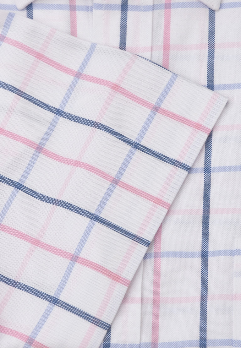Brook Taverner Pink Tattersall Check Oxford Cotton Short Sleeve Shirt