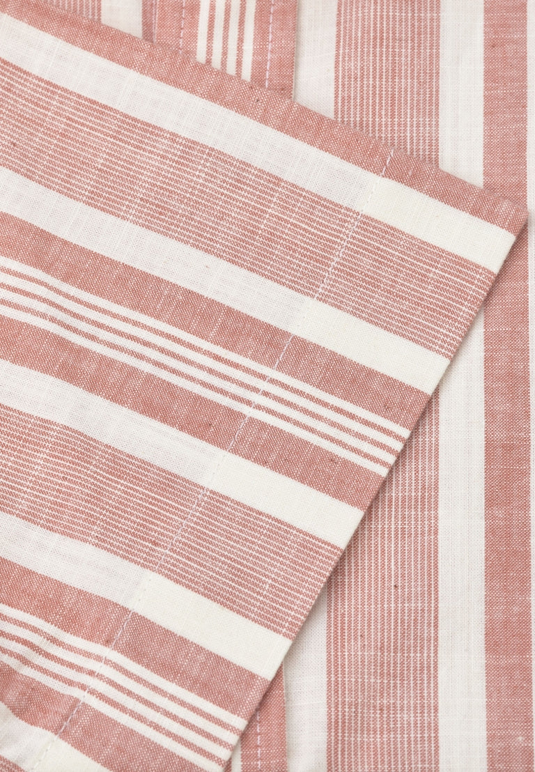 Brook Taverner Peach Cotton Stripe Short Sleeve Shirt