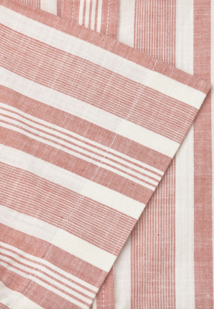 Brook Taverner Peach Cotton Stripe Short Sleeve Shirt