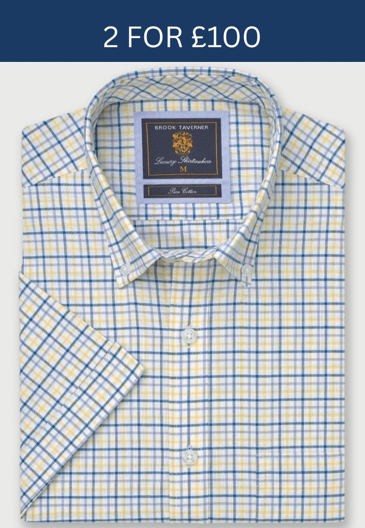 Brook Taverner Lemon Tattersall Check Short Sleeve