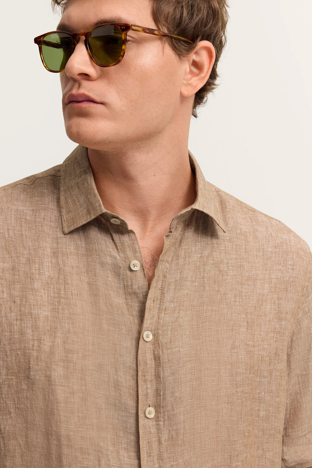 Bugatti Linen Long Sleeve Shirt Cognac