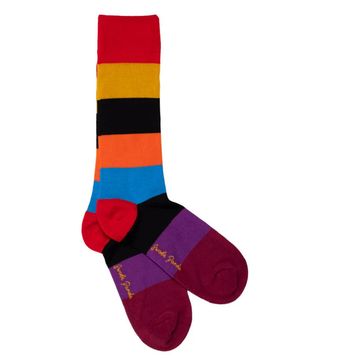 Swole Panda Multi Block Striped Bamboo Socks