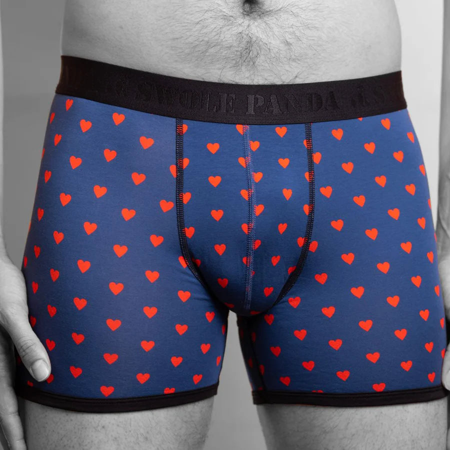 Swole Panda Bamboo Boxer Shorts 2 pack Red and Hearts