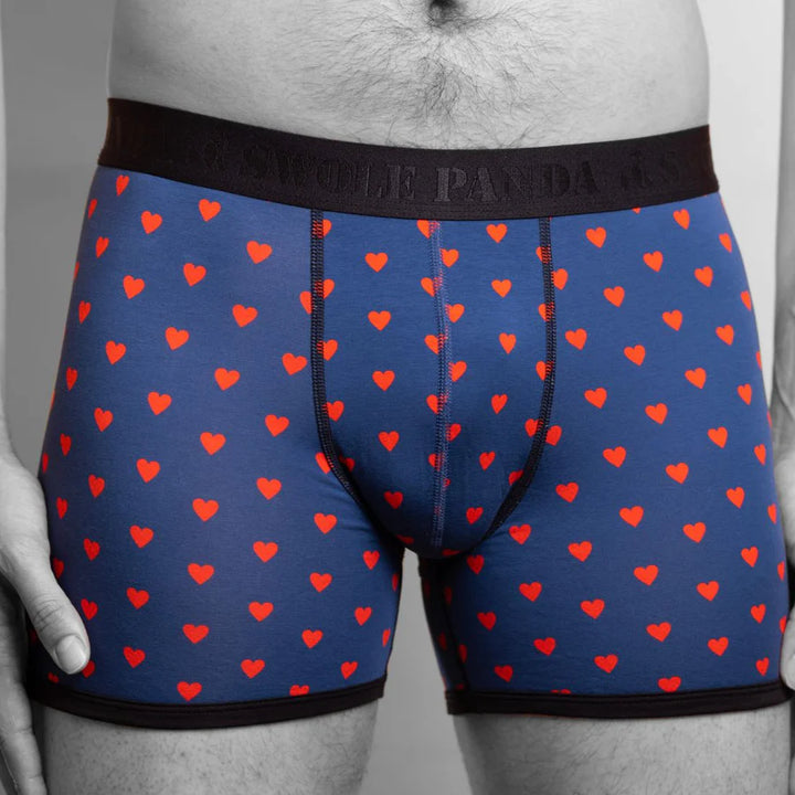 Swole Panda Bamboo Boxer Shorts 2 pack Red and Hearts