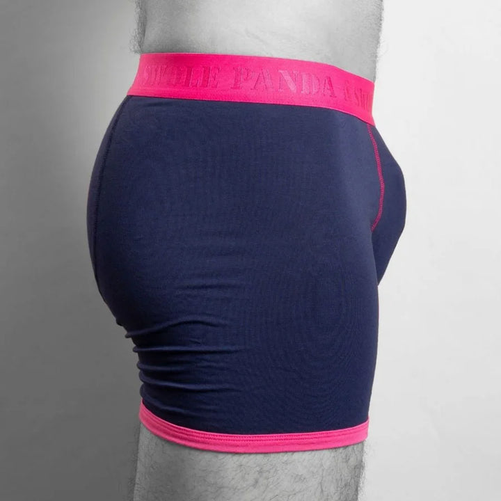 Swole Panda Boxer Shorts Navy Pink Band
