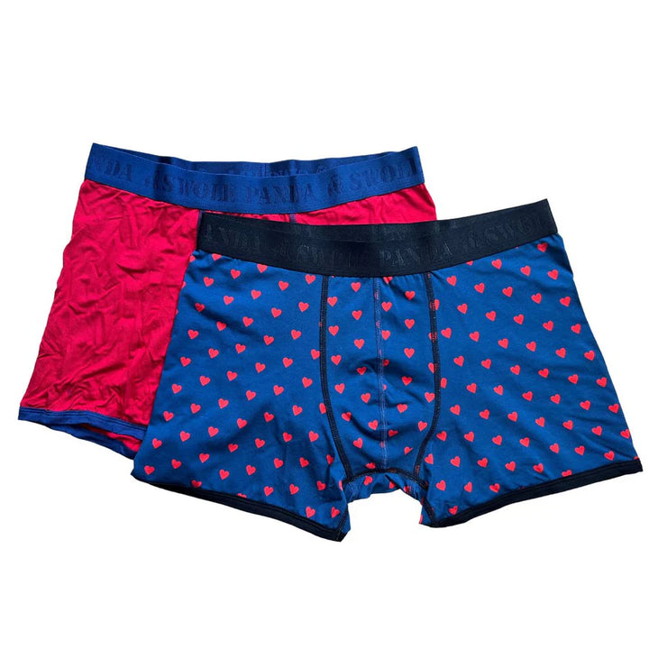 Swole Panda Bamboo Boxer Shorts 2 pack Red and Hearts