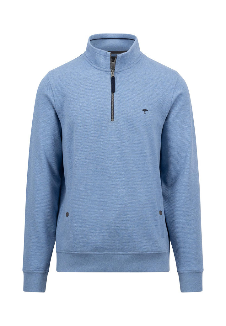 Fynch-Hatton 1/4 Zip Cloud Blue with Trim